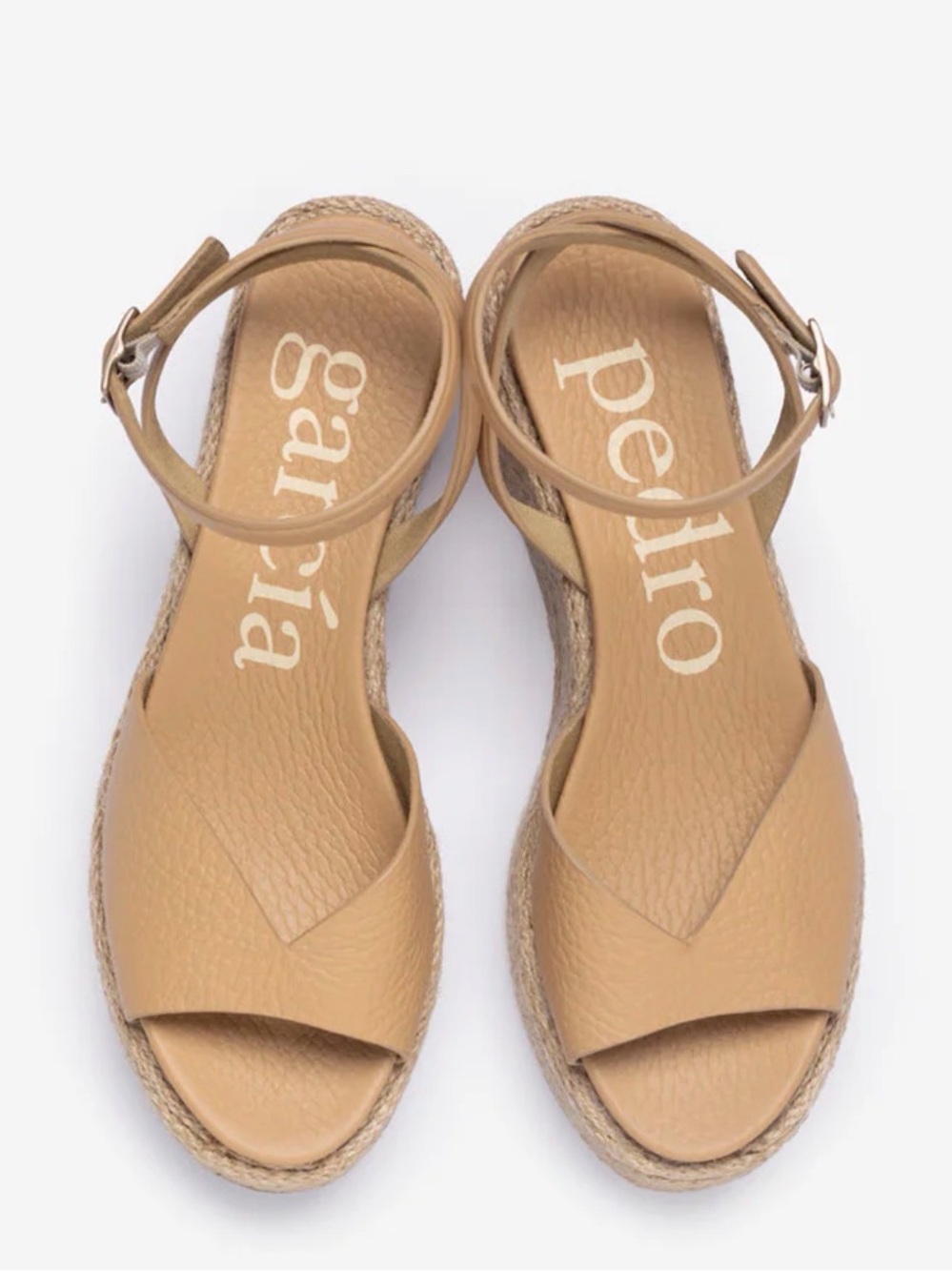 Pedro Garcia Nereida Platform Wedge
Espadrille in Camel Cervo Leather and Jute